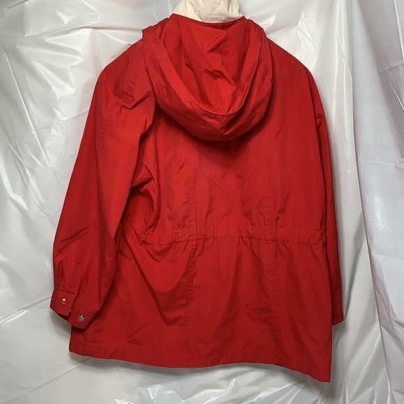 VINTAGE Women’s Pacer Red Detachable Hood Snap Down Jacket white collar Size 12 - Picture 3 of 6